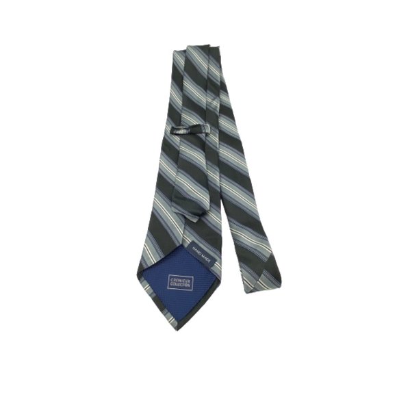 Cremieux Collection Handmade Silk Diagonal Stripe Neck Tie Black Office Career - Picture 3 of 12